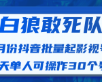 白狼敢死队最新抖音短视频批量起影视号(一天单人可操作30个号)视频课程-无痕资源库