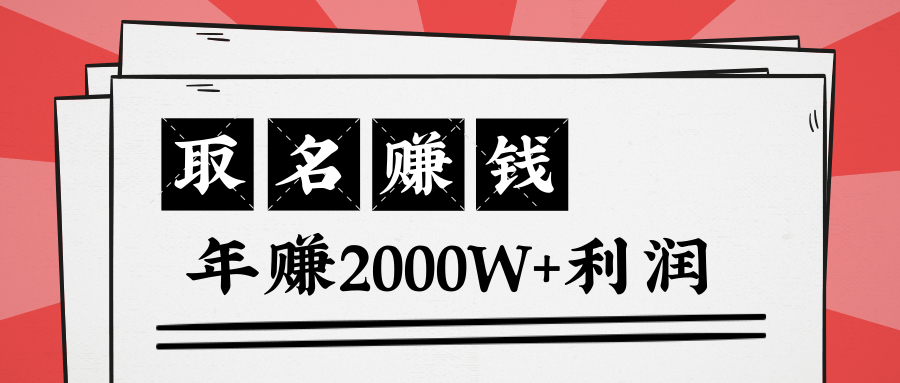 王通：不要小瞧任何一个小领域，取名技能也能快速赚钱，年赚2000W+利润-无痕资源库