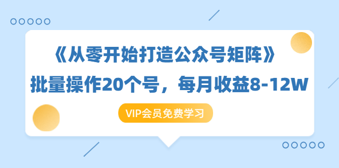 《从零开始打造公众号矩阵》批量操作20个号，每月收益大概8-12W（44节课）-无痕资源库