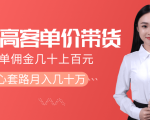 抖音高单价带货项目，一单佣金几十上百元，核心套路月入几十万（共3节）-无痕资源库