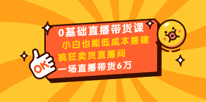 0基础直播带货课：小白也能低成本搭建疯狂卖货直播间：1场直播带货6万-无痕资源库