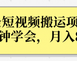 操作性非常强的头条号短视频搬运项目，3分钟学会，轻松月入8000+-无痕资源库
