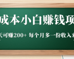 零成本小白赚钱实操项目，一天可赚200+ 每个月多一份收入来源-无痕资源库