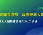 单日500现金收益，洞悉截流大法，一个批量化无脑操作的月入3万小项目-无痕资源库
