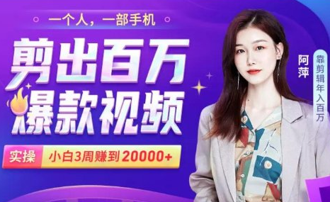 小白易上手的手机剪辑赚钱课，抓住短视频风口月赚2万+-无痕资源库