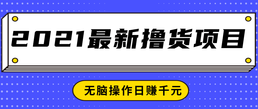 2021最新撸货项目，一部手机即可实现无脑操作轻松日赚千元-无痕资源库