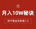 知乎掘金训练课3.0：低成本，可复制，流水线化先进操作模式 月入10W秘诀-无痕资源库