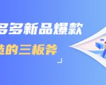 拼多多新品爆款打造的三板斧，快速提升销量+转化+点击率（视频课程）-无痕资源库
