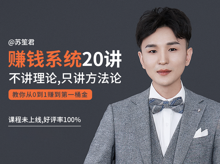 苏笙君的赚钱系统20课 教你从0到1赚到你的第一桶金(不讲理论,只讲方法论)-无痕资源库