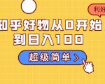 知乎好物从0开始到日入100，超级简单的玩法分享，新人一看也能上手操作-无痕资源库