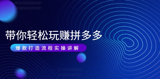 带你轻松玩赚拼多多:花的少 赚的多 爆款更简单 爆款打造流程实操讲解-无痕资源库