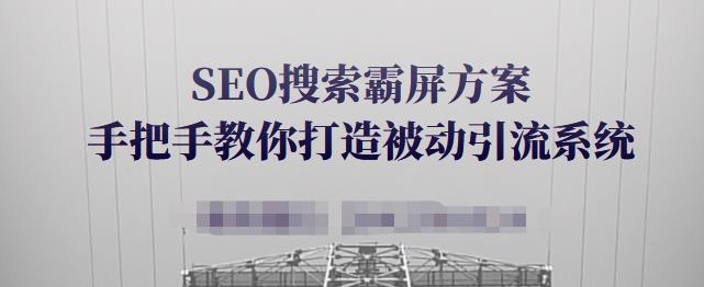 SEO搜索霸屏方案,手把手教你打造被动引流系统【视频课程】-无痕资源库