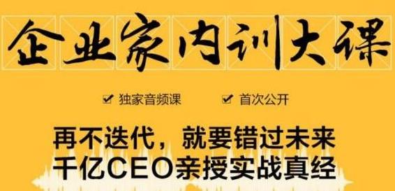 企业家内训大课，未来企业必学经验，价值1299元-无痕资源库