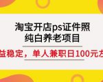 淘宝开店ps证件照，纯白养老项目，单人兼职稳定日100元(教程+软件+素材)-无痕资源库