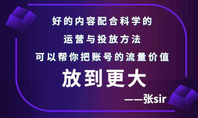 张sir账号流量增长课，告别海王流量，让你的流量更精准-无痕资源库