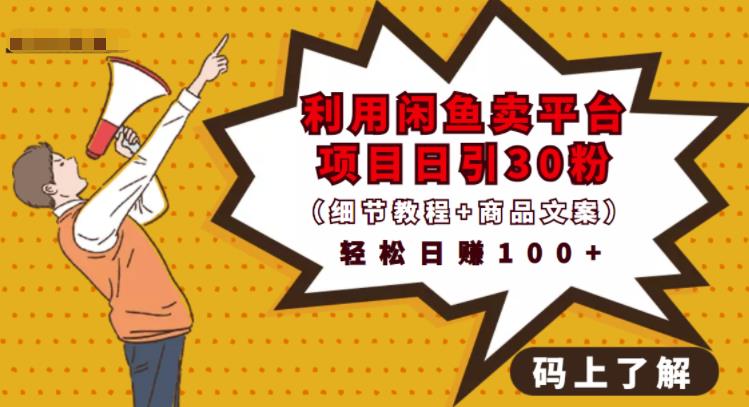 利用闲鱼卖平台项目课程资源日引流30+精准粉丝,轻松日赚100+,积累人脉可实现二次变-无痕资源库