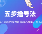 五步撸号法，掌握百万分析的抖课账号核心技能，从逻辑到实操-无痕资源库