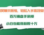 搞笑聊天账号，轻松入手高效变现，百万操盘手亲授，小白也能涨粉数十万-无痕资源库