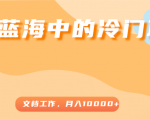 超级蓝海中的冷门项目，文档工作，好玩又赚钱，月入10000+-无痕资源库