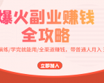 爆火副业赚钱全攻略：实打实演练/学完就能用/全渠道赚钱，带普通人月入３万元-无痕资源库