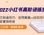 2022小红书高阶训练营：爆文制造技巧，低预算高roi投放技巧，内容营销思维-无痕资源库