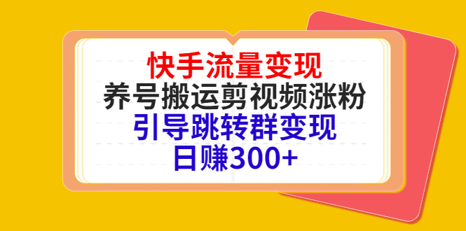 快手流量变现,养号搬运剪视频涨粉,引导跳转群变现日赚300+-无痕资源库