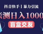日收益1000+的交友盲盒副业丨有手就行的抖音快手暴力引流-无痕资源库