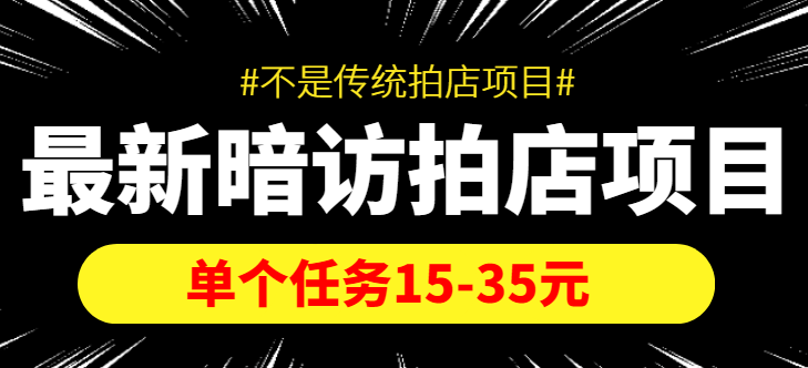最新暗访拍店信息差项目，单个任务15-35元（不是传统拍店项目）-无痕资源库