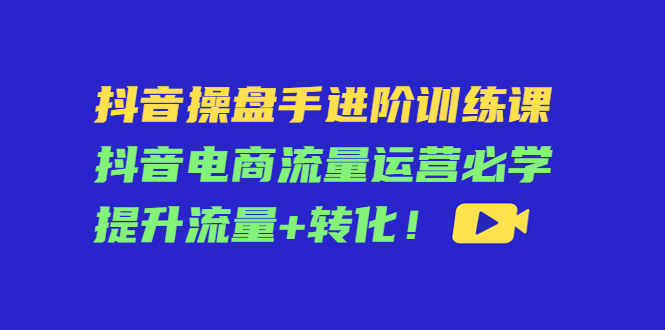 抖音操盘手进阶训练课：抖音电商流量运营必学，提升流量+转化-无痕资源库