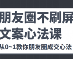 朋友圈不刷屏文案心法课 人人都要懂的商业逻辑 从0~1教你朋友圈成交心法-无痕资源库
