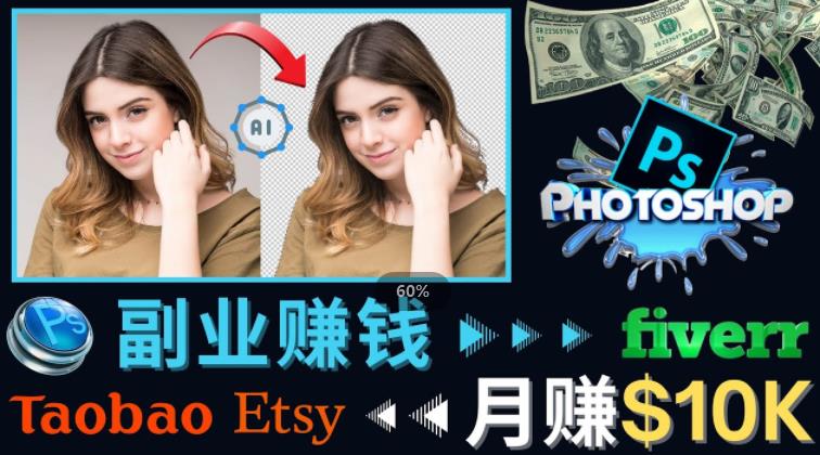 掌握PS修图技能，月赚5000美元以上–利用Adobe Photoshop赚钱的3种途径-无痕资源库