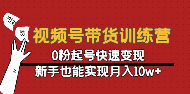 视频号带货训练营：0粉起号快速变现，新手也能实现月入10w+-无痕资源库