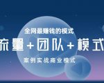 王冲老师《流量+团队+模式》商业模式实战课，全网最赚钱的模式-无痕资源库