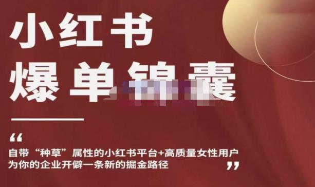 小红书爆单锦囊，自带种草属性+高质量女性用户，为你的企业开辟一条新的掘金路径-无痕资源库
