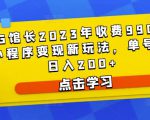 D1G馆长2023年收费990的抖音小程序变现新玩法，单号轻松日入200+-无痕资源库