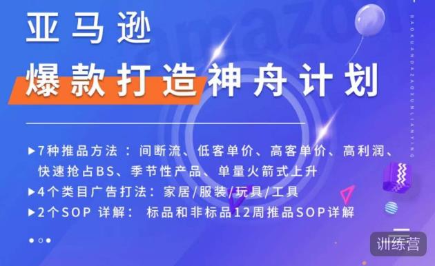 亚马逊爆款打造神舟计划，​7种推品方法，4个类目广告打法，2个SOP详解-无痕资源库