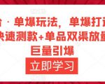 万相台·单爆玩法，单爆打造流程+单品快速测款+单品双渠放量+単品巨量引爆-无痕资源库
