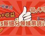 2023新细分领域带货计划：单号单日1000+收益不难，每人可操作3-5个账号-无痕资源库