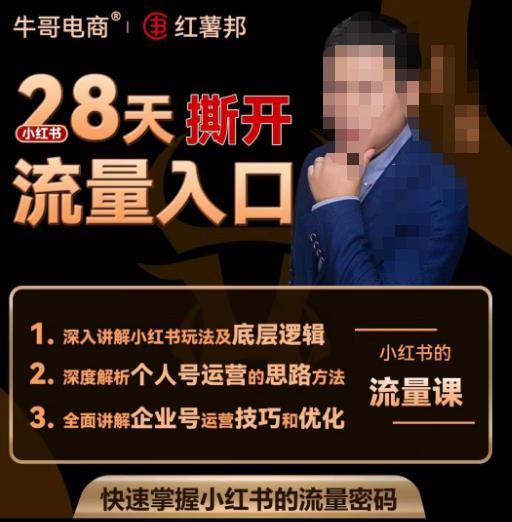 牛哥电商红薯邦28天撕开小红书流量入口，小红书运营系列课，快速掌握小红书的流量密码-无痕资源库