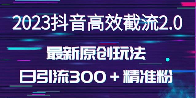 日引300＋创业粉，独家抖音高效截流2.0玩法（价值1280）-无痕资源库