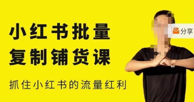 张宾·小红书批量复制铺货课，小红书0-1快速起号变现玩法，抓住小红书的流量红利（更新2023年3月）-无痕资源库