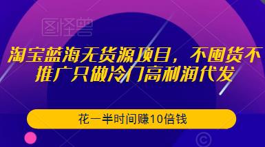 淘宝蓝海无货源项目，不囤货不推广只做冷门高利润代发，花一半时间赚10倍钱-无痕资源库