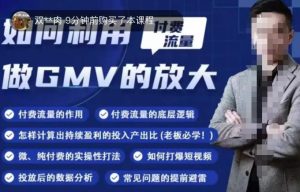 如何利用付费流量GMV的放大，微付费、纯付费的实操型打法-无痕资源库