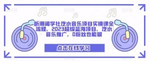 听潮阁学社汽水音乐项目实操课全流程，2023超级蓝海项目，汽水音乐推广，0粉丝也能做-无痕资源库
