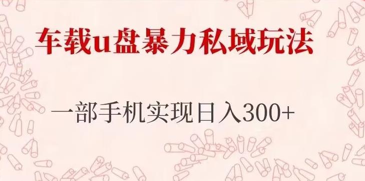车载u盘暴力私域玩法，长期项目，仅需一部手机实现日入300+-无痕资源库