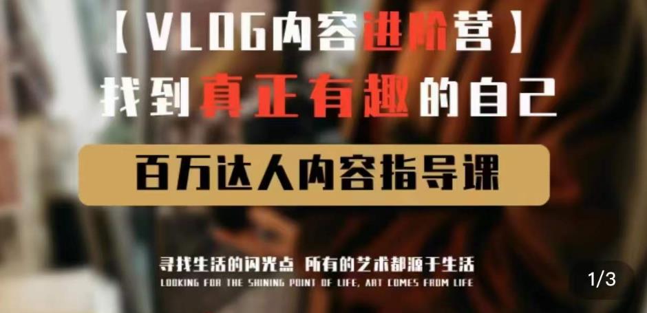 vlog内容进阶营，找到真正有趣的自己，百万达人内容指导课-无痕资源库