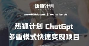 热狐计划：王大陆ChatGpt多重变现实操课，多种模式快速变现-无痕资源库