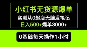 小红书无货源爆单实测从0起店无脑发笔记爆单3000+长期项目可多店-无痕资源库