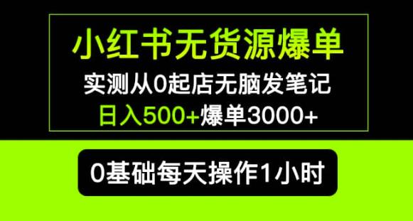 小红书无货源爆单实测从0起店无脑发笔记爆单3000+长期项目可多店-无痕资源库