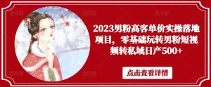 2023男粉高客单价实操落地项目，零基础玩转男粉短视频转私域日产500+-无痕资源库